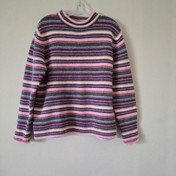 Sarah Spencer Womens Medium Blue Pink Wool Fair Isle LS Scoop Neck Sweater - Picture 1 of 4